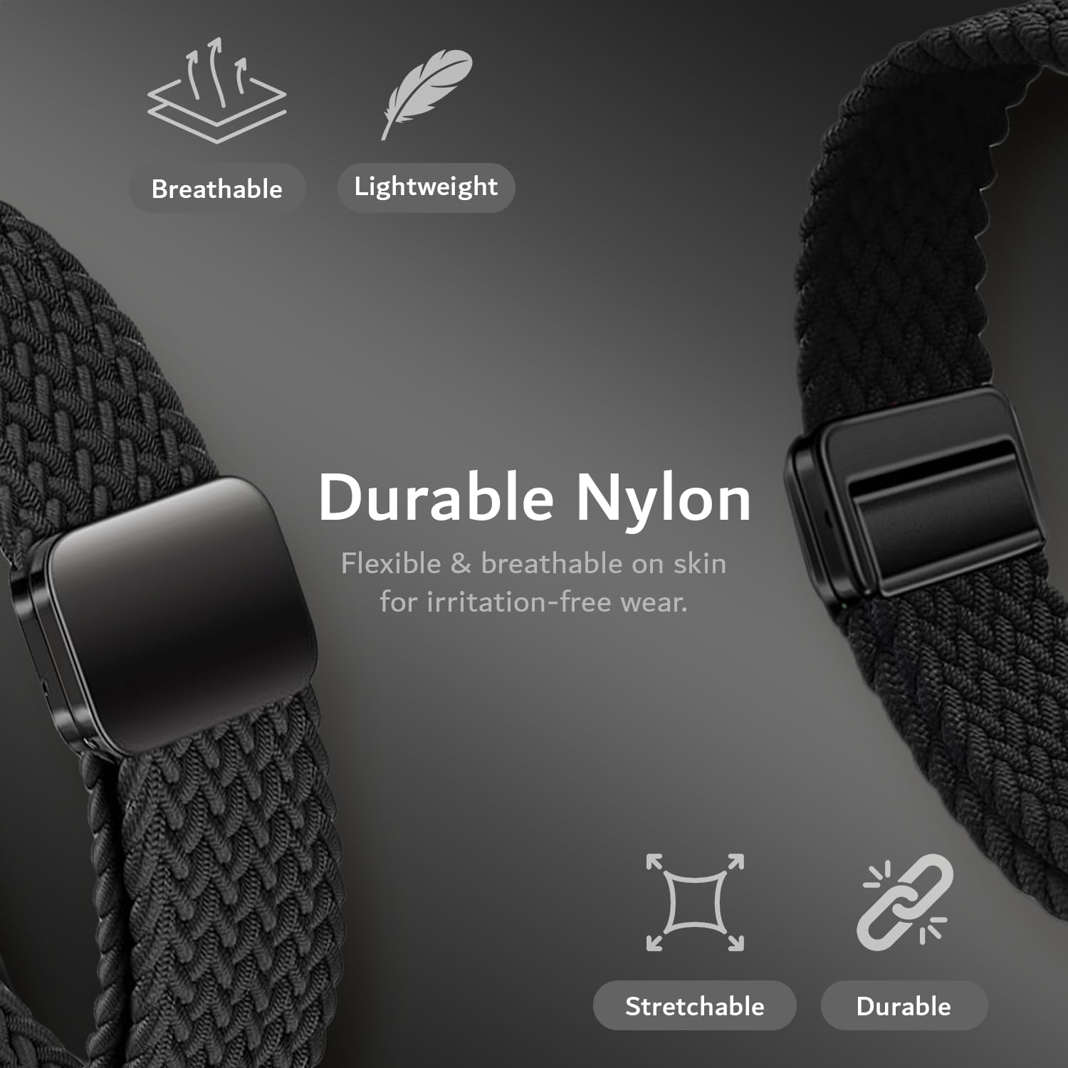 TUDIA Étui PC à clipser bracelet magnétique tressé réglable pour PLAUD NotePin AI