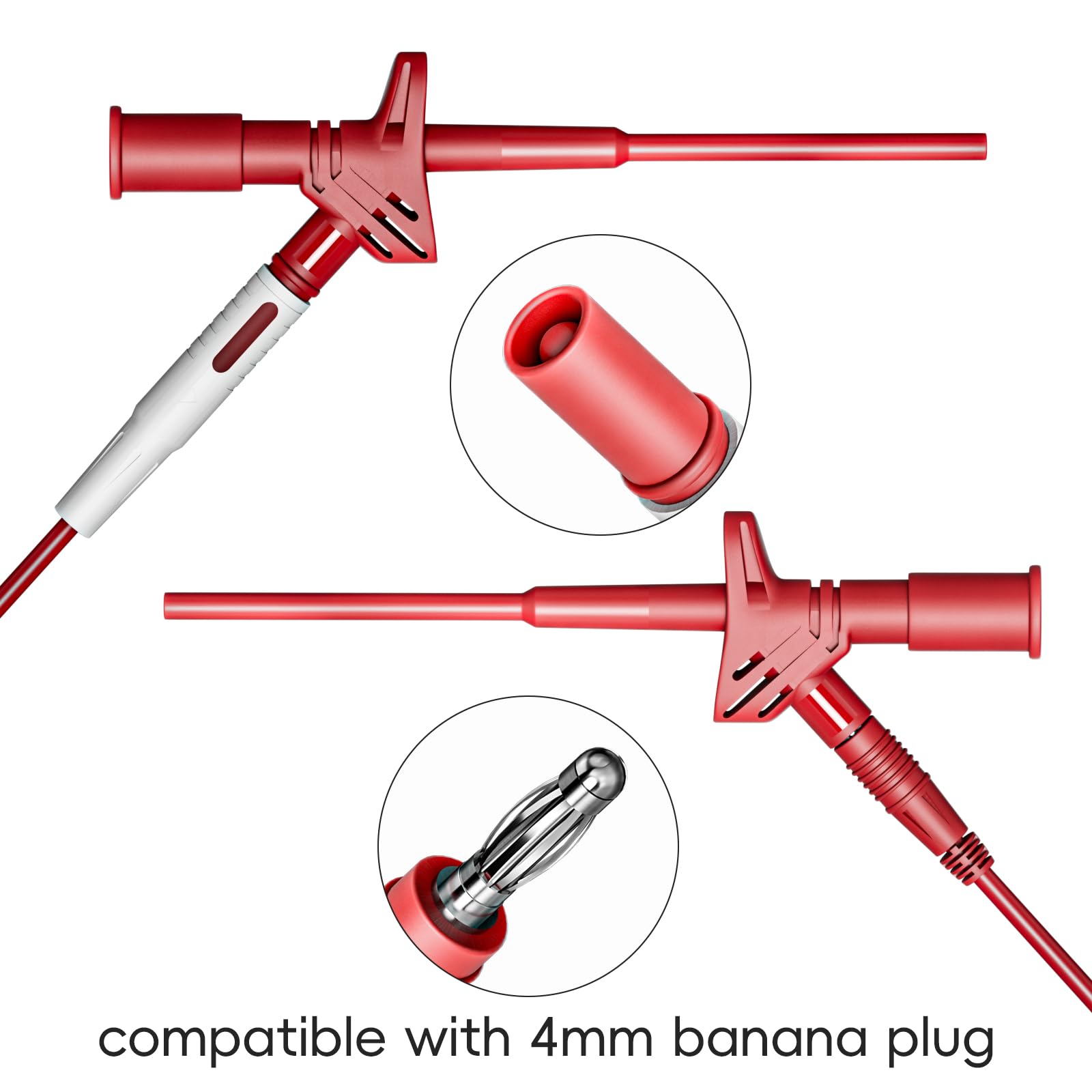 Produktbild von 5er-Set Messleitungen 4 Mm Bananenstecker Auf Krokodilklemme – 1 M, 1000 V / 15 A, Stapelbar, Farbig