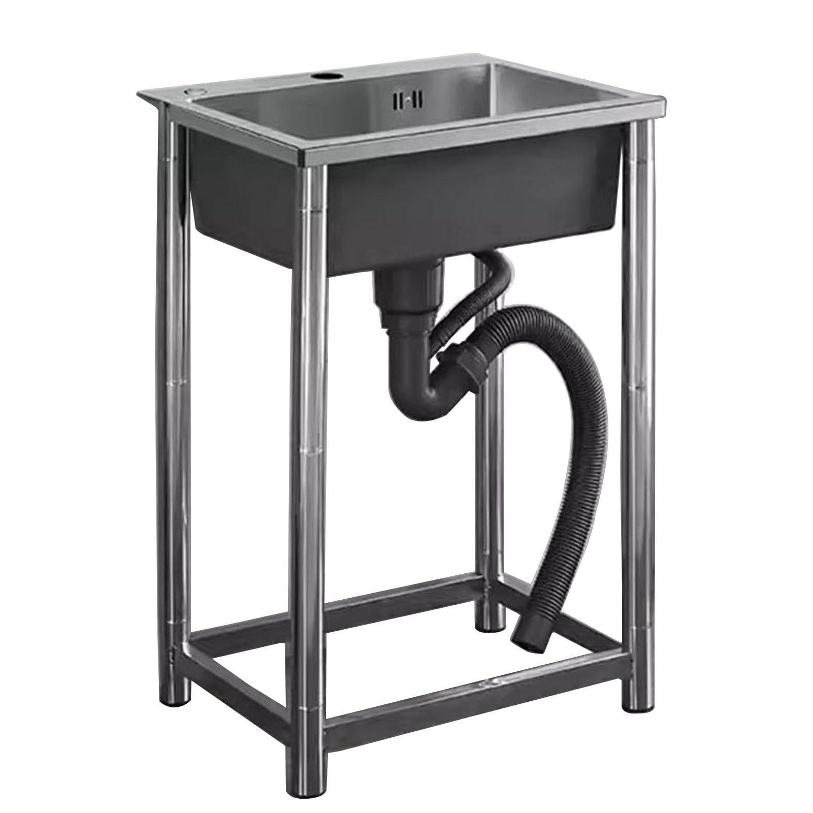 WDSOPK Stainless Steel Freestanding Outdoor Commercial Kitchen Restaurant Sink with Simple Laundry Utility Sink for Garage Backyard