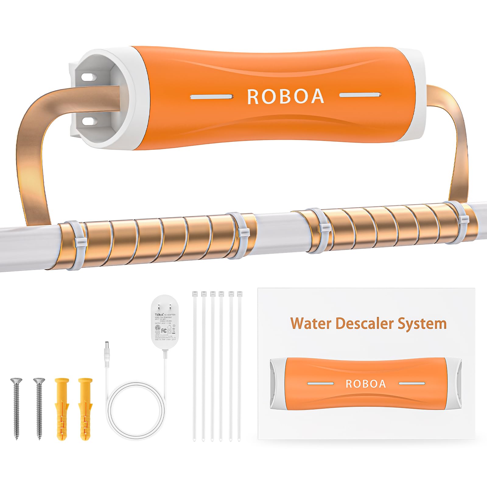 Roboa Yellow Electronic Water Descaler Water Softener Systems Whole House Alternative No Salt Water Softener System