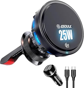 25W Cooling Magnetic Wireless Charger Air Vent Phone Mount for Car