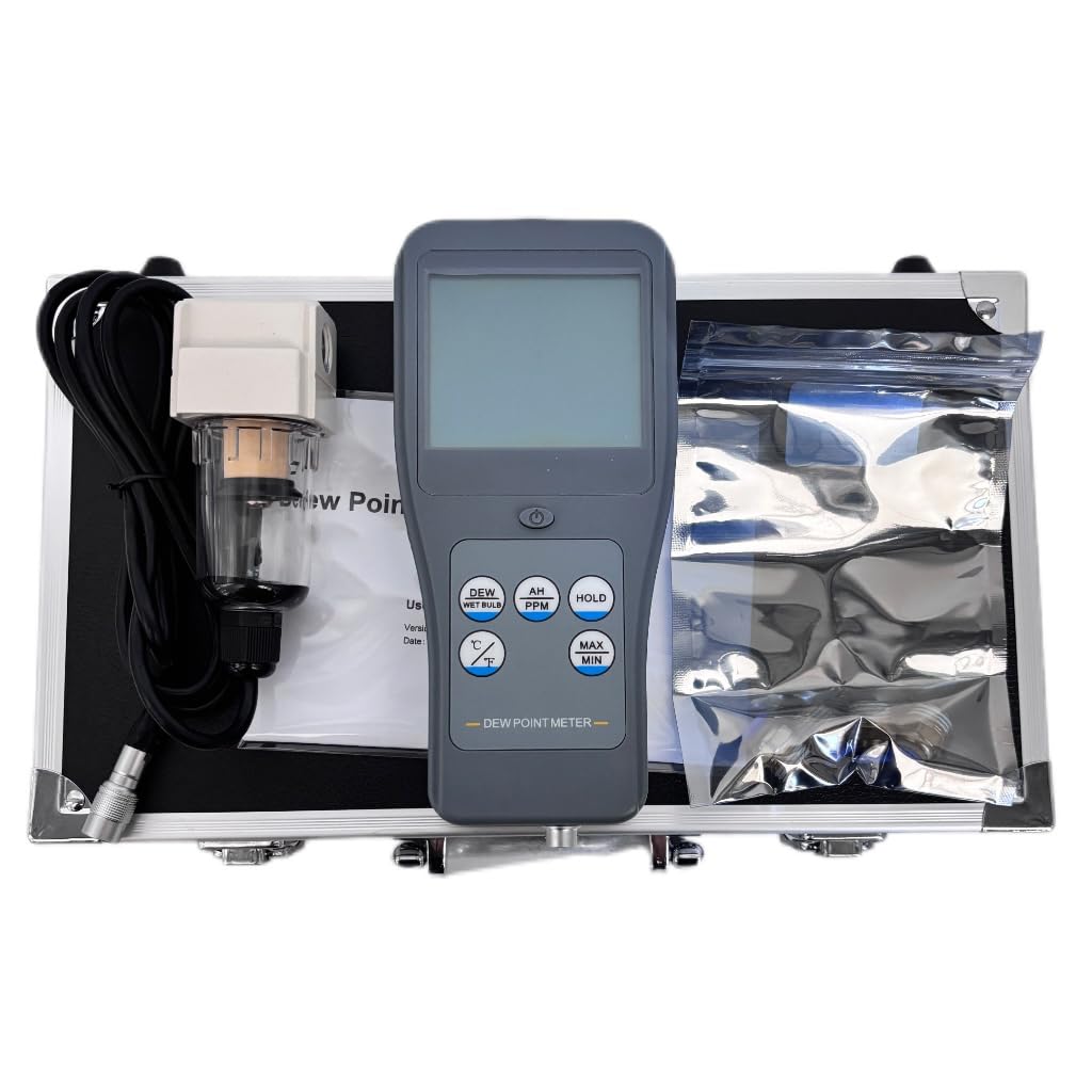 YFYIQI Digital Dew Point Meter Ambient/Dew Point/Wet Bulb Temperature Relative/Absolute Humidity PPM Meter with Separate Sensor Resolution 0.01 Large LCD Display