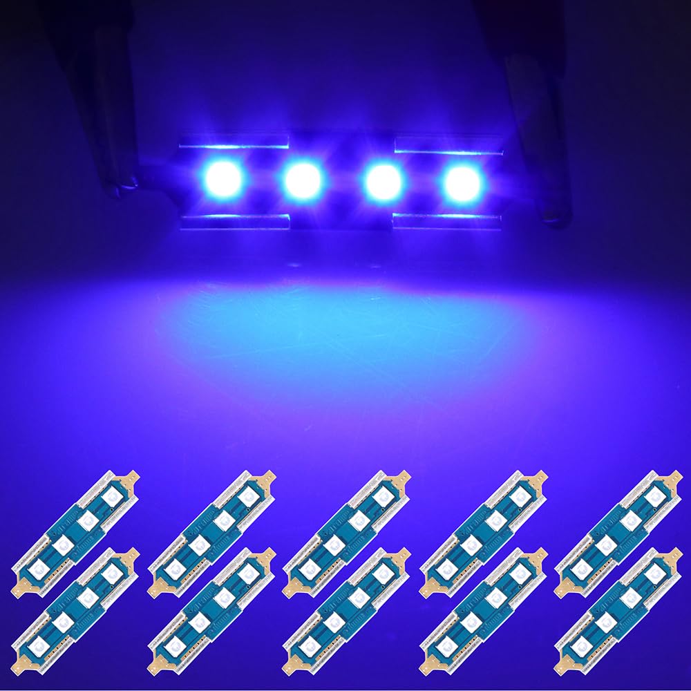 LBRST 10x Festoon Car Interior Lights 36mm-3030-4 SMD Blue