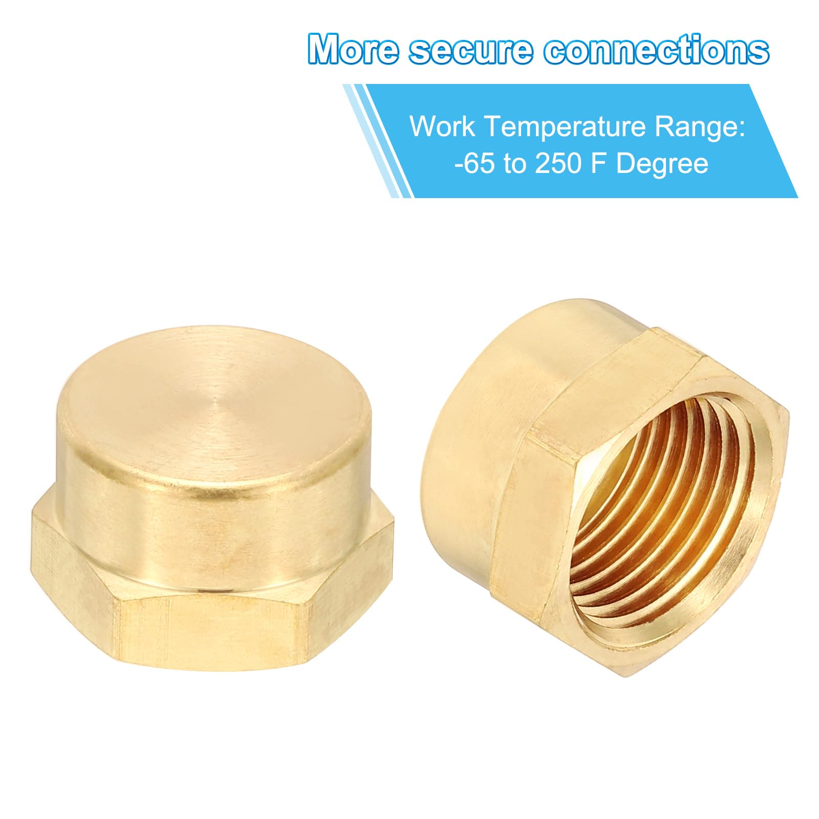 PATIKIL Tappo femmina in ottone NPT da 1/2", 20 pezzi, testa esagonale in ottone, tappo di tenuta per refrigerazione, gas, aria, acqua, linea olio, tonalità ottone