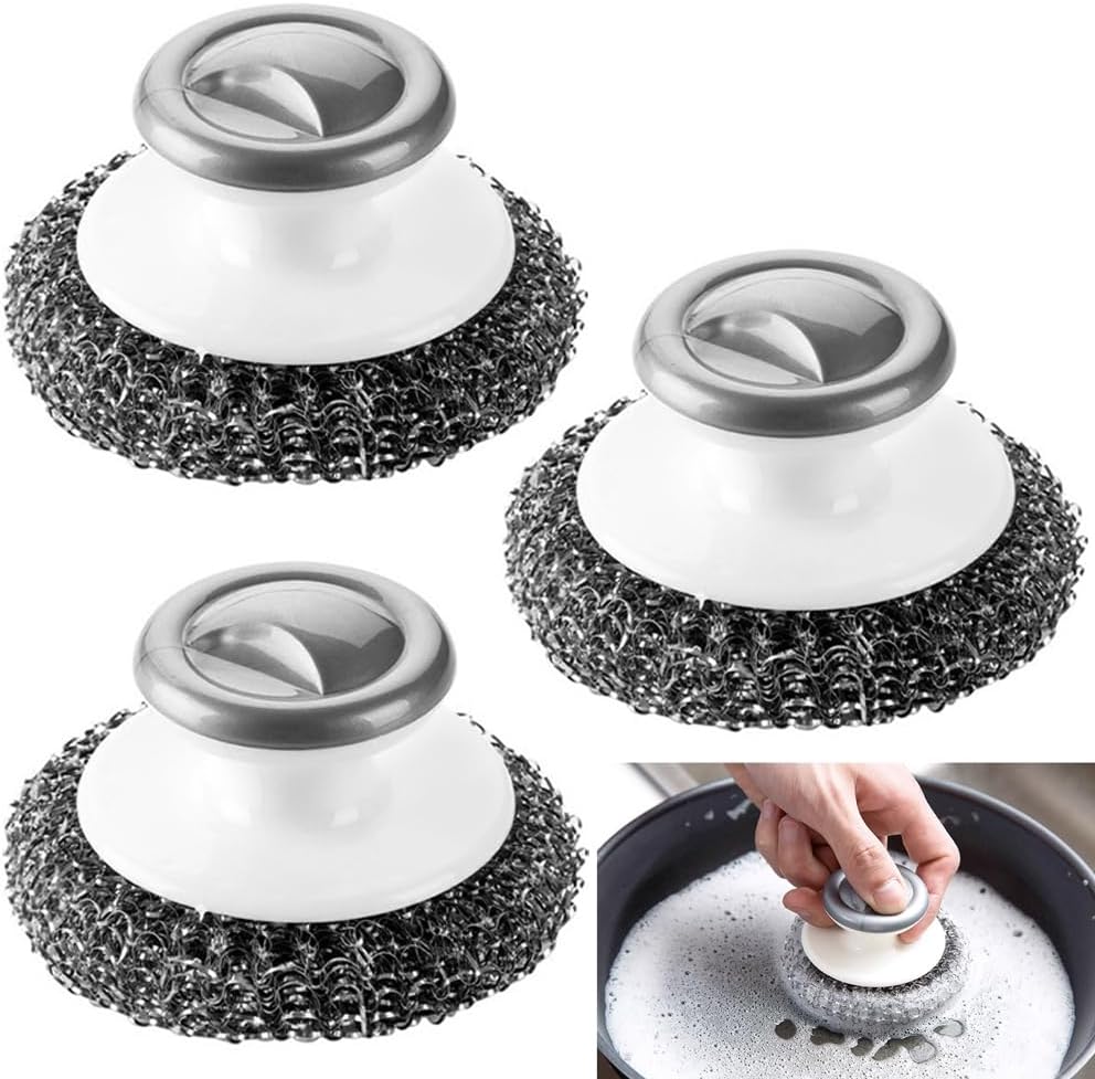 3 Pcs Steel Wool Scrubber,YuCool Stainless Steel Wool