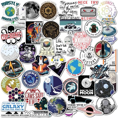 Image of WallDesign Space & Science Sticker Collection: 47 Laminated Stickers for Mobile, Laptop, Personalizing and Gifting! Durable, Hi-Quality Print for Astronomy Lovers-Self-Adhesive