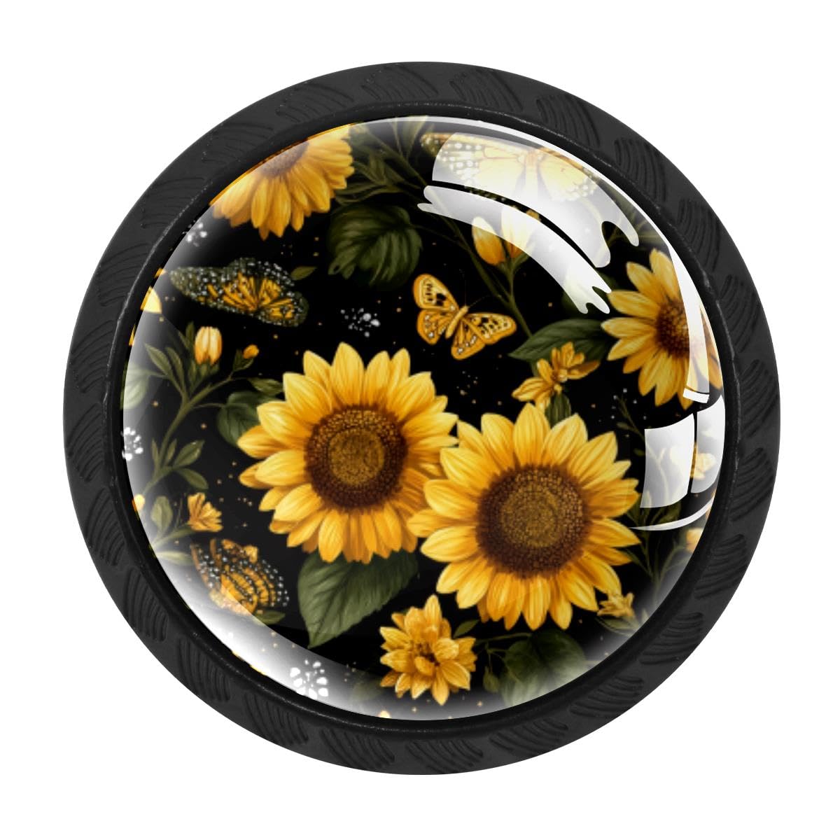 HEOEH 4 PCS Cabinet Knobs, Butterfly Sunflower Drawer Knobs Dresser Handles