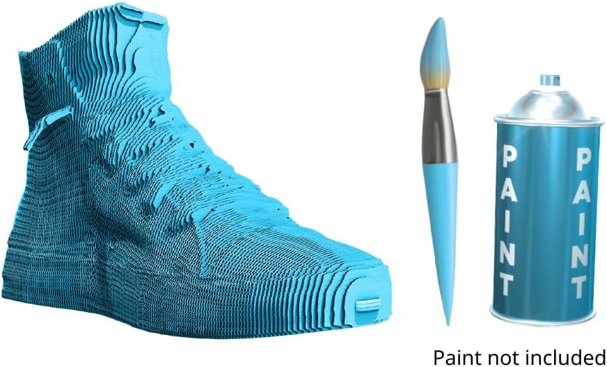 Sneaker Cardboard 3D Puzzle, 160 Pieces, 10 × 5 × 4 cm, Recycled Materials, DIY Sculpture Kit