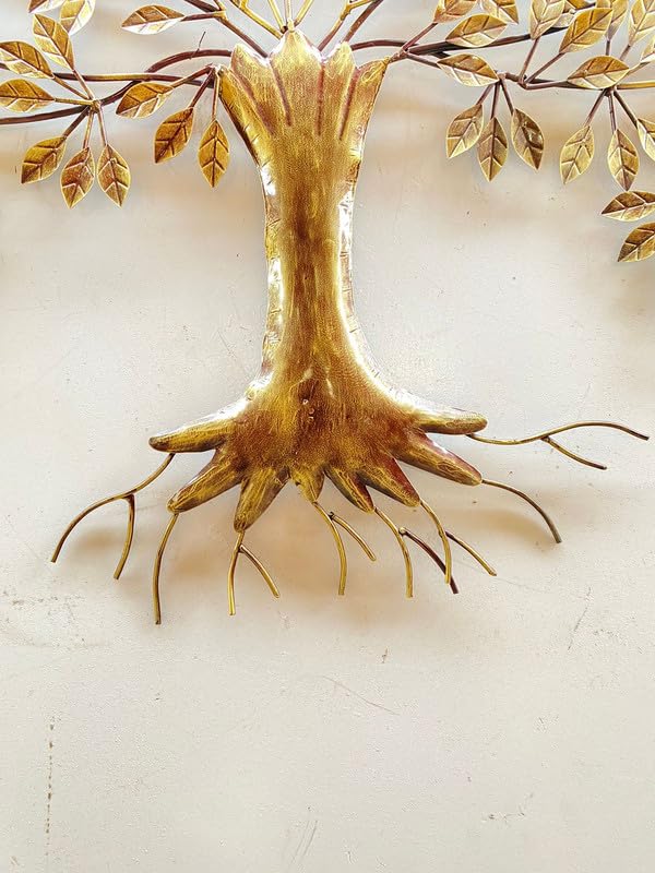 Image of Bharat Art Metal Iron Root Tree Wall Art | Handcrafted Metal Wall Sculpture for Living Room, Bedroom, Office, Hotels & Cafe | Multicolor Wall Hanging (32 x 2 x 32 Inch) W123