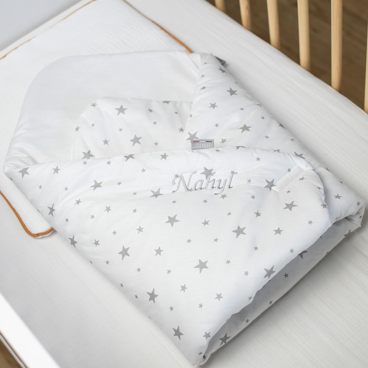 Sevira Kids – Almohada plana de gasa de algodón, Jeanne Made in France