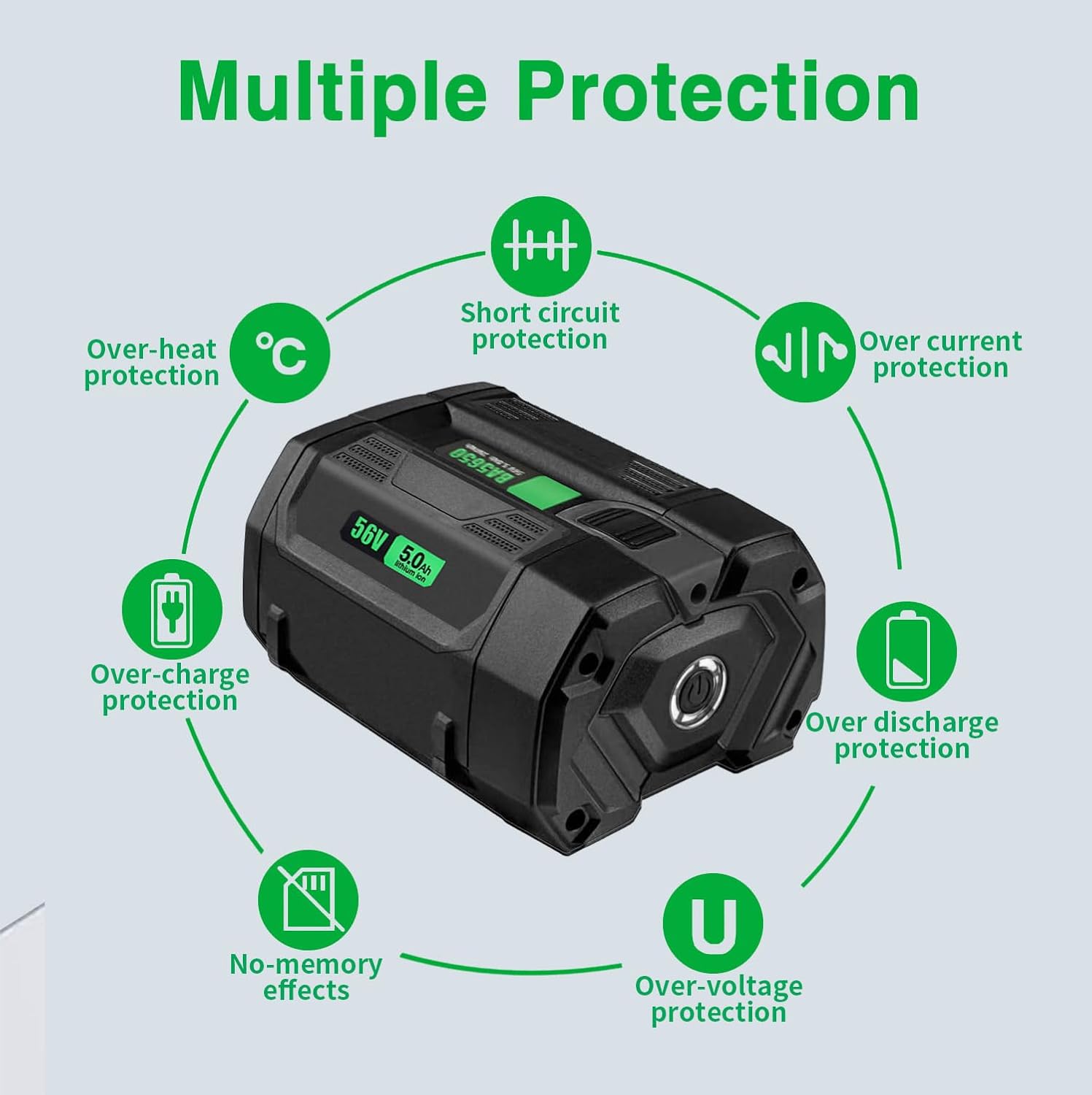 5.0 Ah BA2800T Replacement for Ego 56-Volt Battery Compatible with Ego 56V Battery BA2800 BA2800T BA1400T BA2242T BA4200 BA4200T BA5600T,fit for All 56V EGO Power Tool CS1604 CS1804 CS1403 LB6504