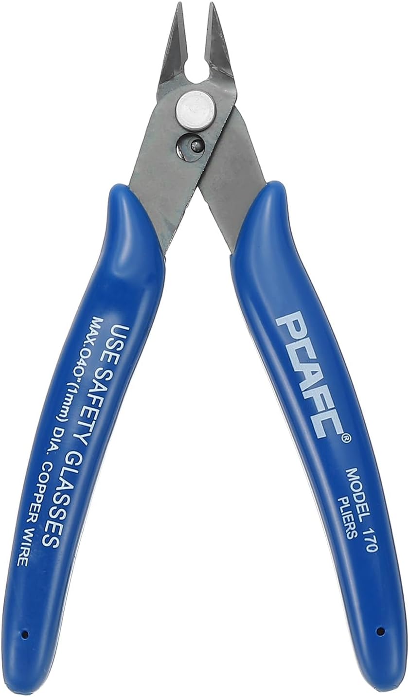 HARFINGTON 5" Flush Cut Pliers Small Precision Wire Cutter Side Cutter Diagonal Cutting Pliers for Jewelry Model Electronic 3D Print, Blue/White