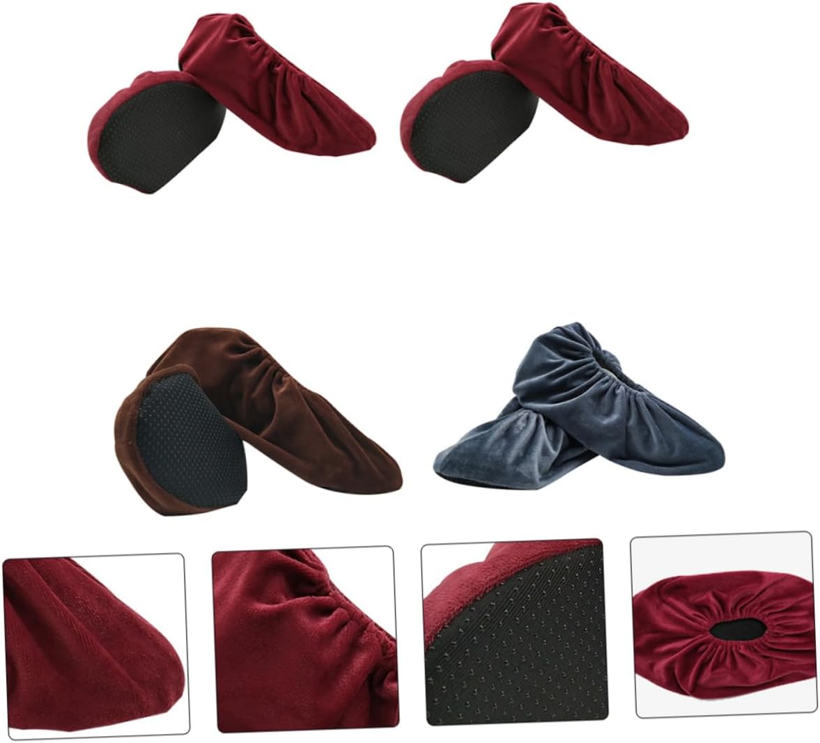 FRCOLOR 4Pairs Thickened Non Slip Sole Covers Durable Slip Shoe Covers for Random Color Fleece Shoe Protector for Home and More