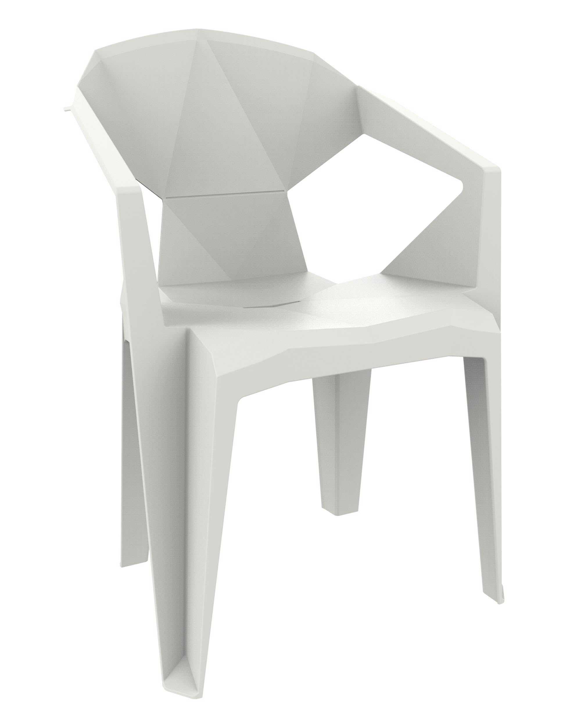 garbar Delta Set 4 Silla con Brazos Exterior | jardín, terraza, balcón, Picnic, Camping, Catering, Eventos, reuniones | diseño, Ligero, apilable | Blanco