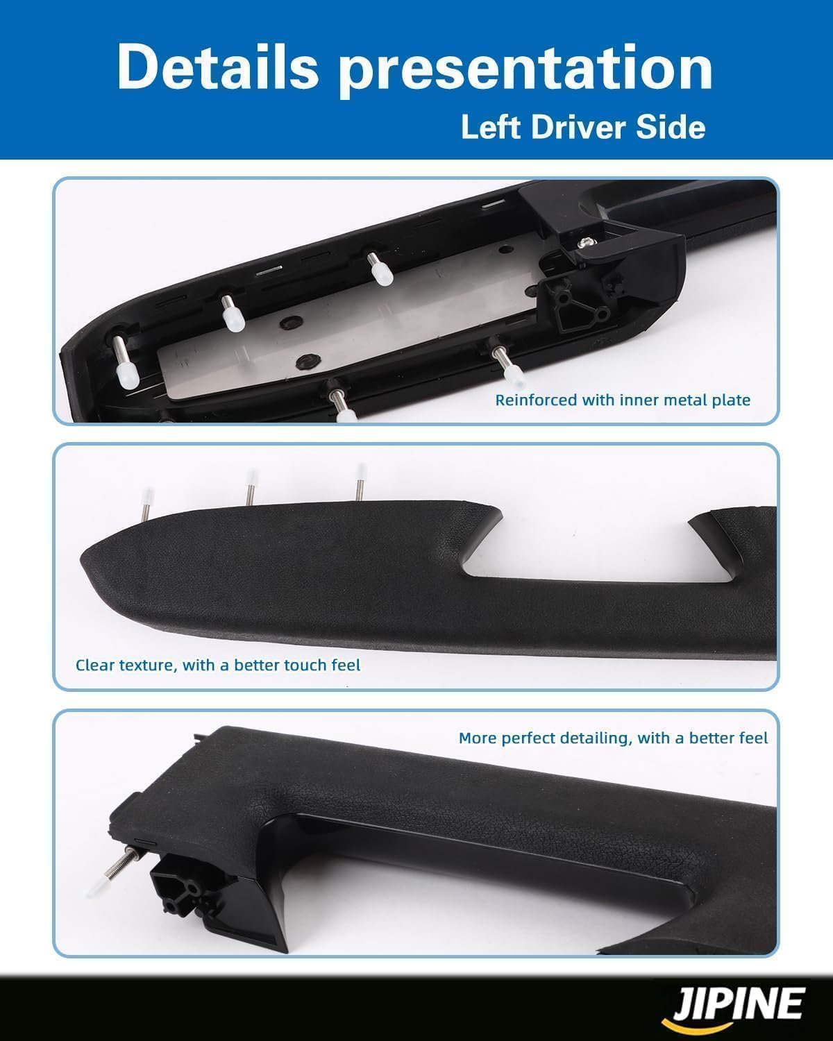 22818465 Front Left Driver Side Door Panel 17 inch Armrest Repair Kit with Release Handle Below Armrest Compatible with 2010 2011 2012 2013 2014 Chevy Silverado GMC Sierra 1500 2500HD 3500HD Black