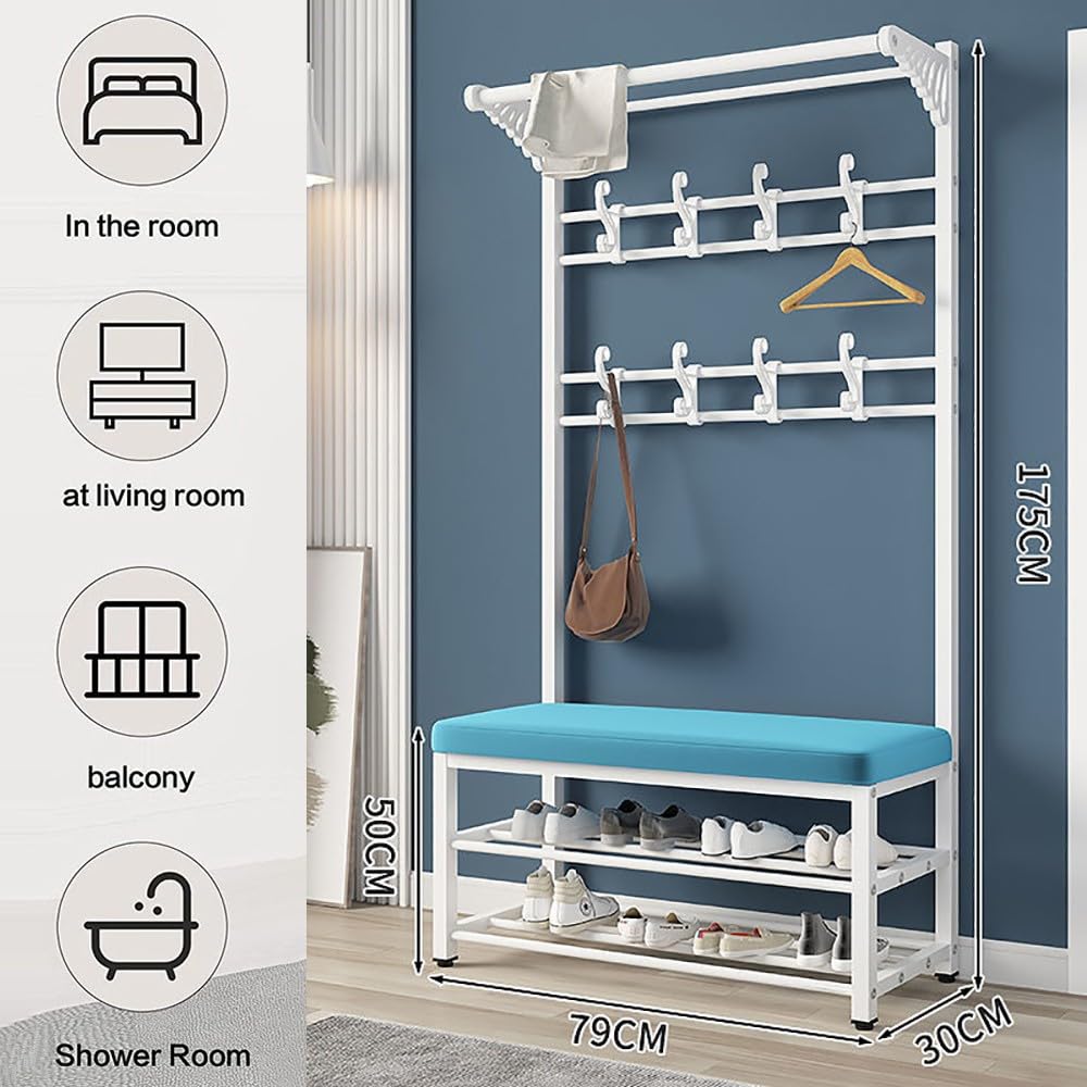 Robusto appendiabiti in metallo con ganci e scarpiera, design autoportante, carico massimo 100 kg, ideale per soggiorno, corridoio, ufficio, dimensioni 60 cm/80 cm/100 cm