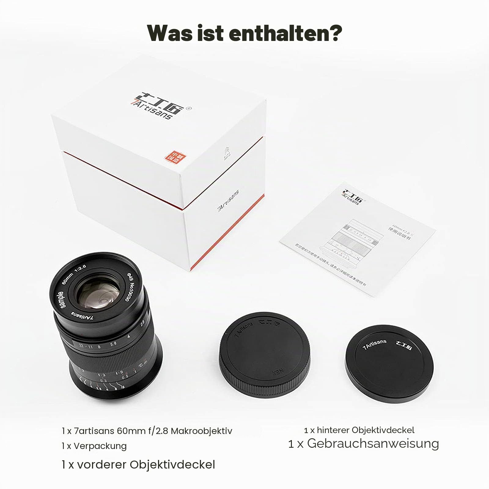 7artisans 60mm F2.8 II APS-C Format Makro-Objektiv, Kompatibel mit Sony E-Mount-Kameras Kameras Sony A5000 A5100 A6000 A6100 A6300 A6400 A6500 A6600