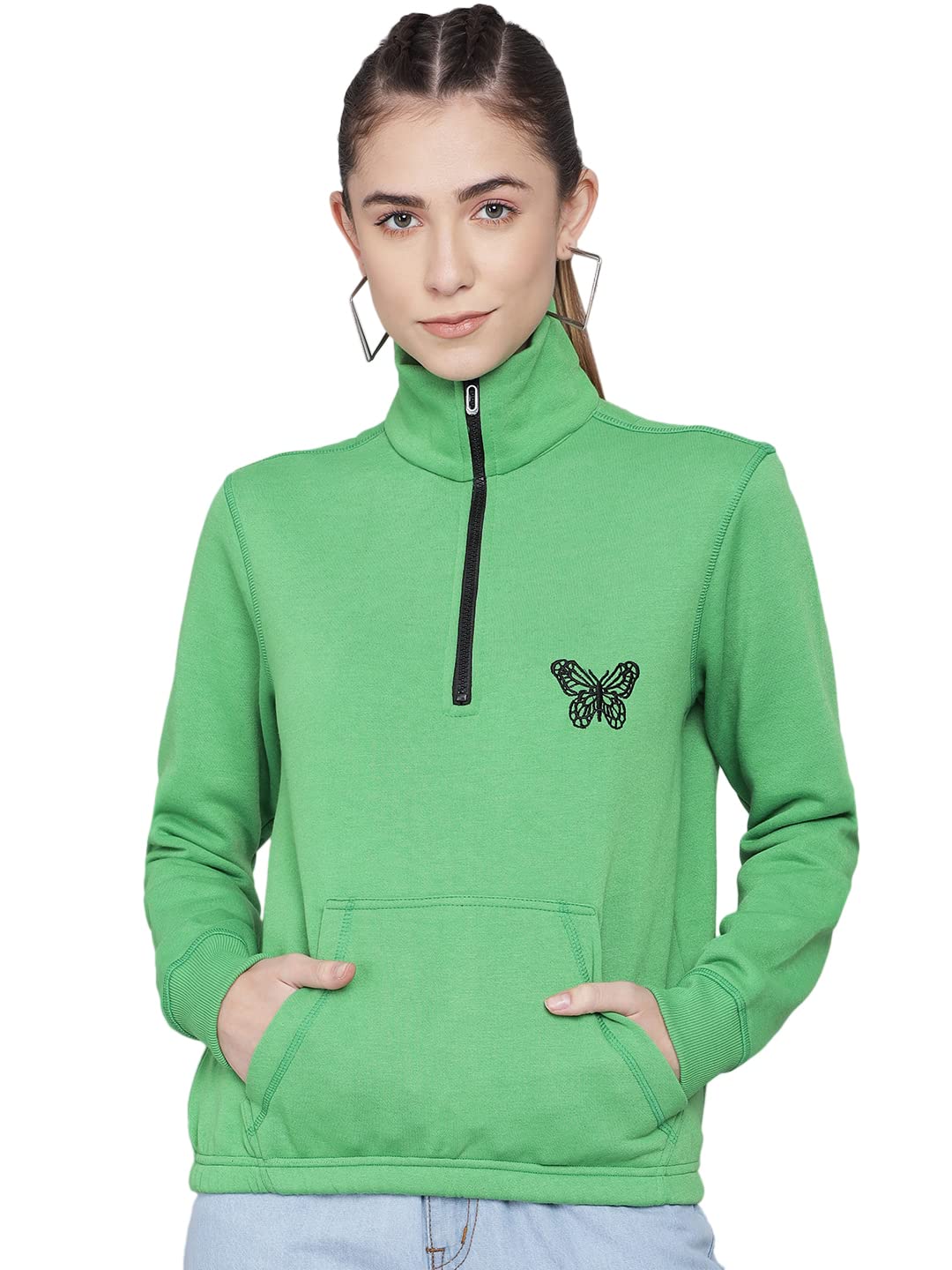 kotty Women GreyFull Sleeve Embroidery Sweatshirt-picture-28