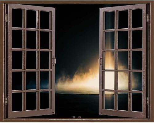 Pegatinas de paisajes al atardecer y paisaje nocturno para Pared De Cuarto, calcomanía marrón para cabecero de ventana, se adhiere a la pared del