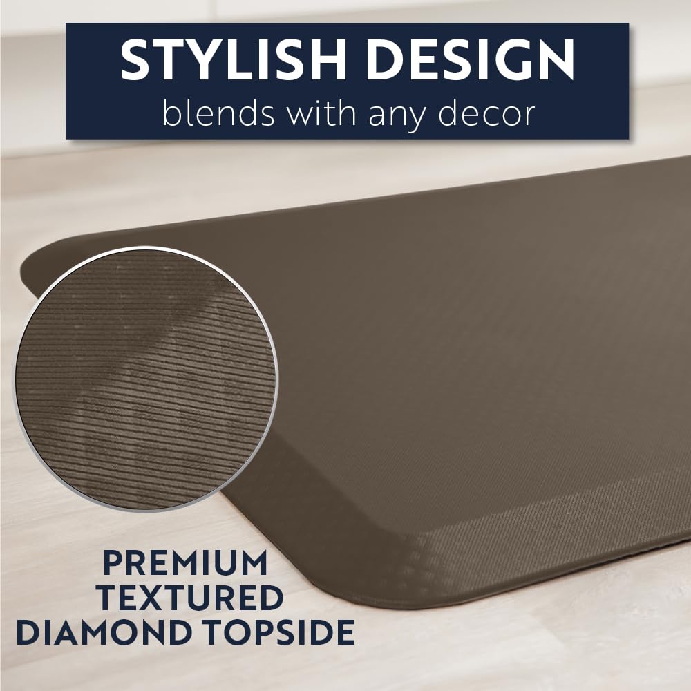 KANGAROO Tapete grueso ergonómico antifatiga acolchado para piso de cocina, tapete de escritorio de oficina de pie, parte superior impermeable, resistente a los arañazos, alfombras de espuma