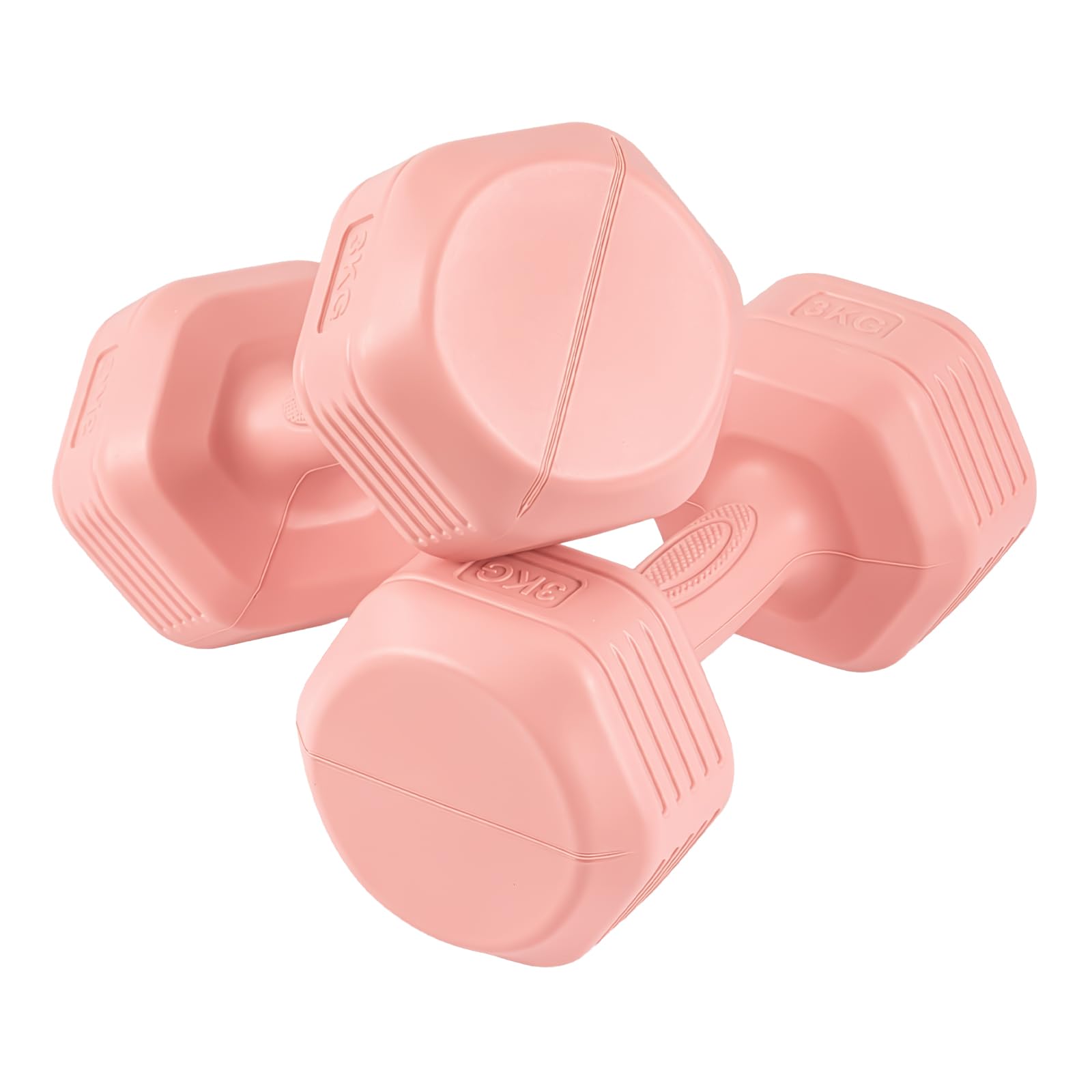 LN COZY CORNER 2PCS Neoprene Coated 3Kg Dumbbells Set for Home Fitness Strength Training Workout (Pink)