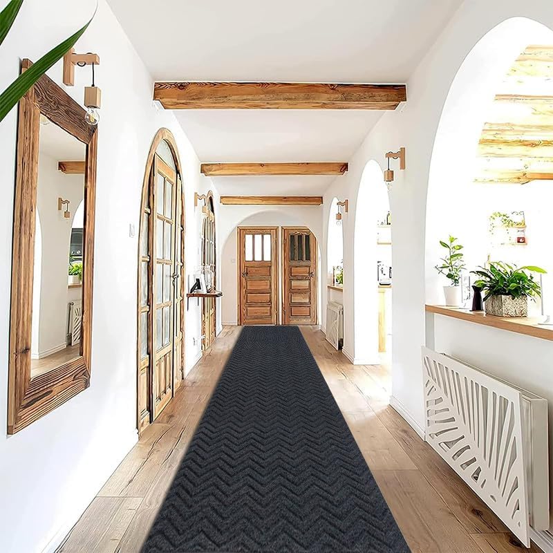 Petgrow Heavy Duty Hallway Runner Rug 1FTX20FT,Custom Size Backed Non-Slip Area Rugs Runner,Outdoor Indoor Carpet Door Mat for Floor Entryway,Kitchen Laundry Balcony Garage,Grey