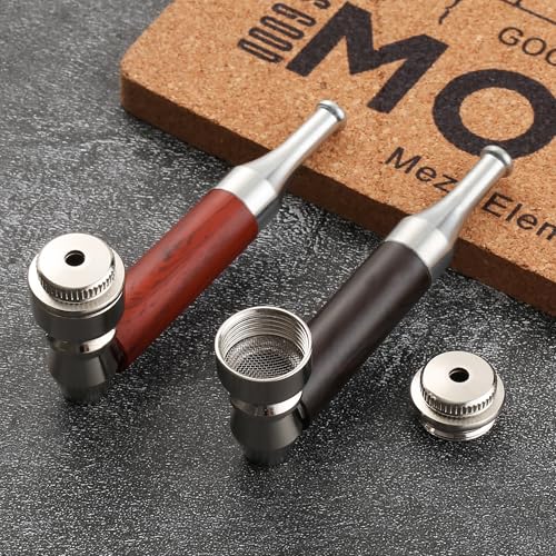 2-Pack Tobacco Pipe Set - Dual Color Mini Smoking Pipes with Wood Grain Finish, Travel Case, Cleaning Kit & Pipe Tool - Compact Giftable Pipes for Men, Beginners, Home or Outdoor Use - Image 6