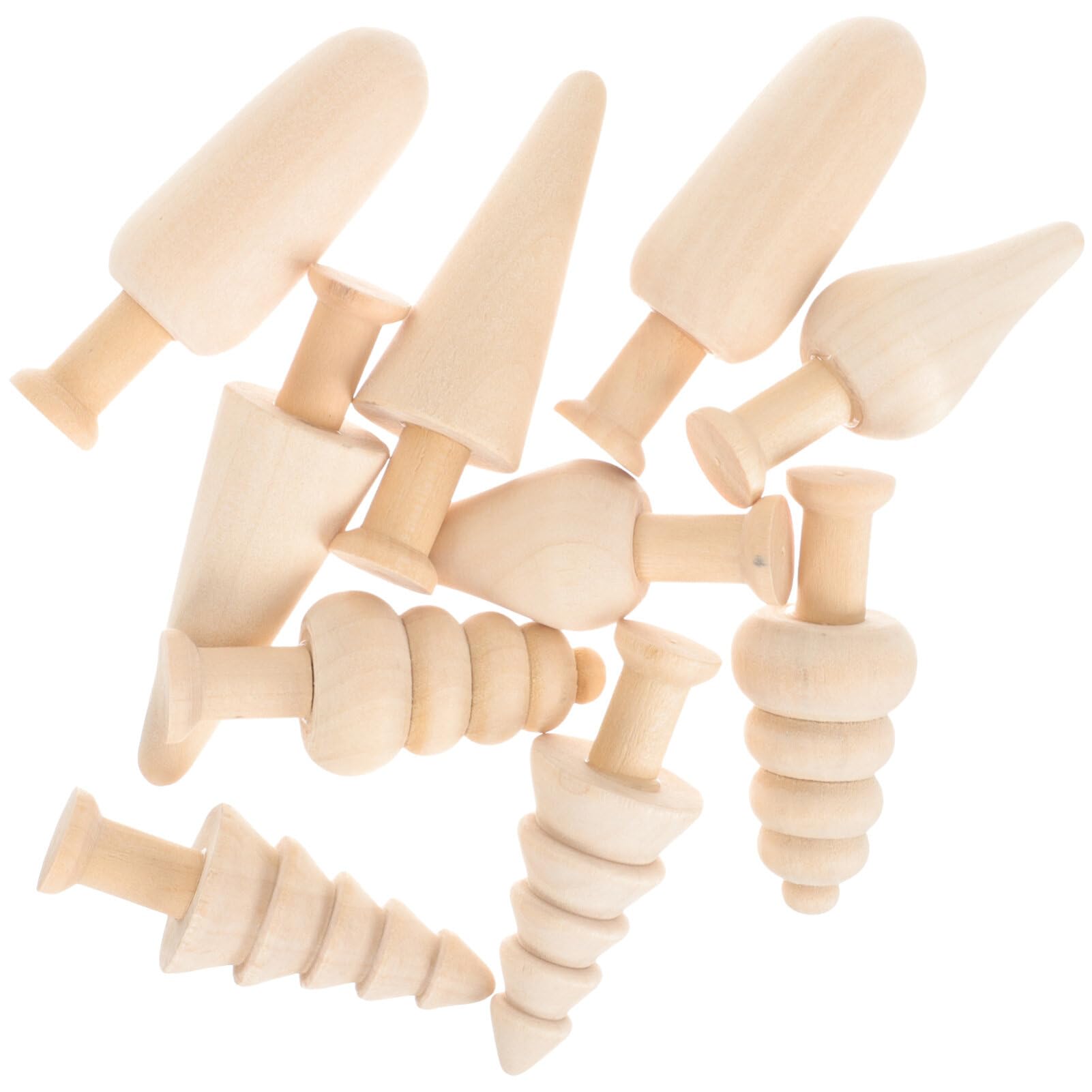 Toddmomy 10pcs DIY Crafts Supplies Wooden Unpainted Tree Models Miniature Painting Tree Toys