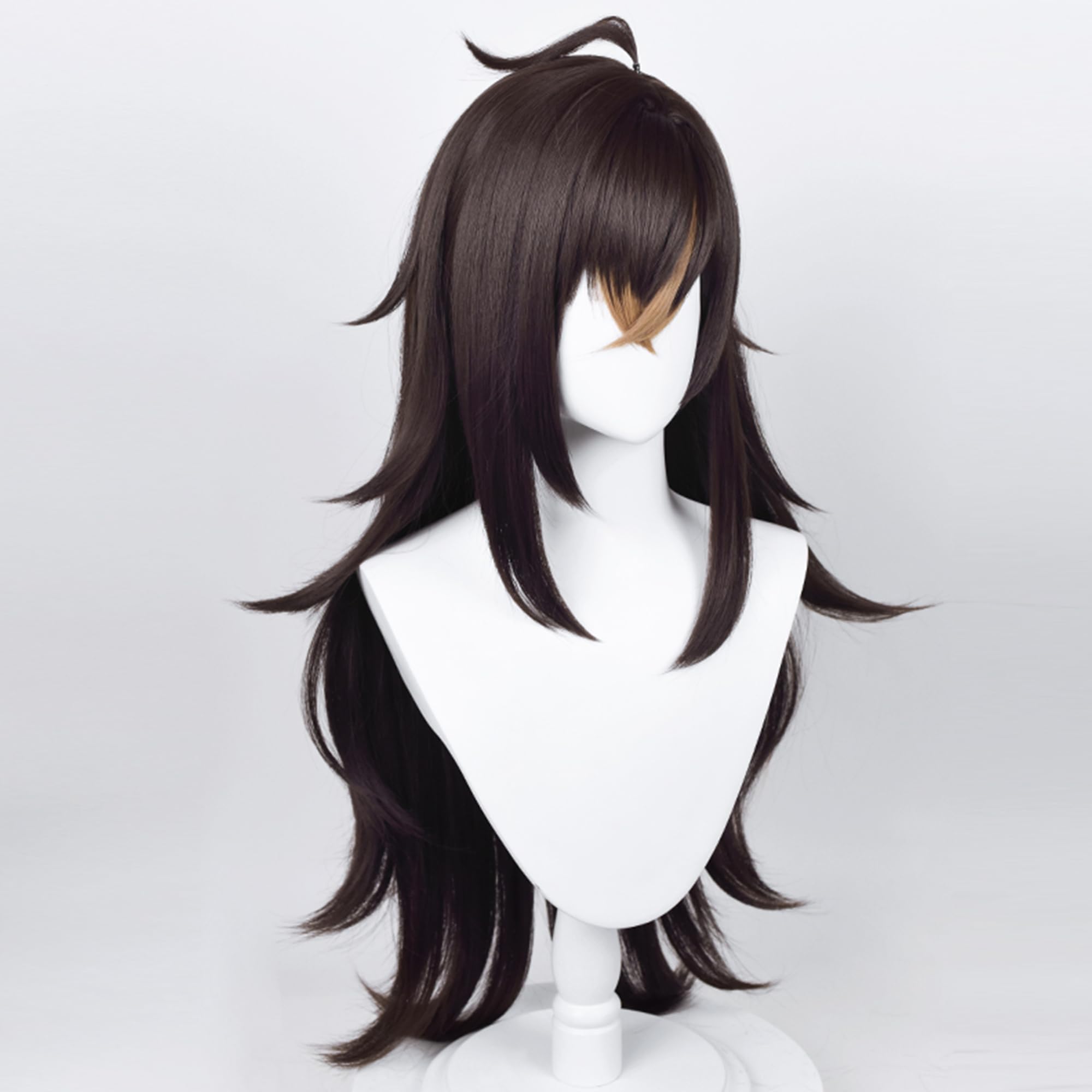 Brown Mixed Orange Long Wave Heat Resisitant Synthetic Hair for Adult Women Men Halloween Cos Anime Role Play Replacement Wigs - Image 4