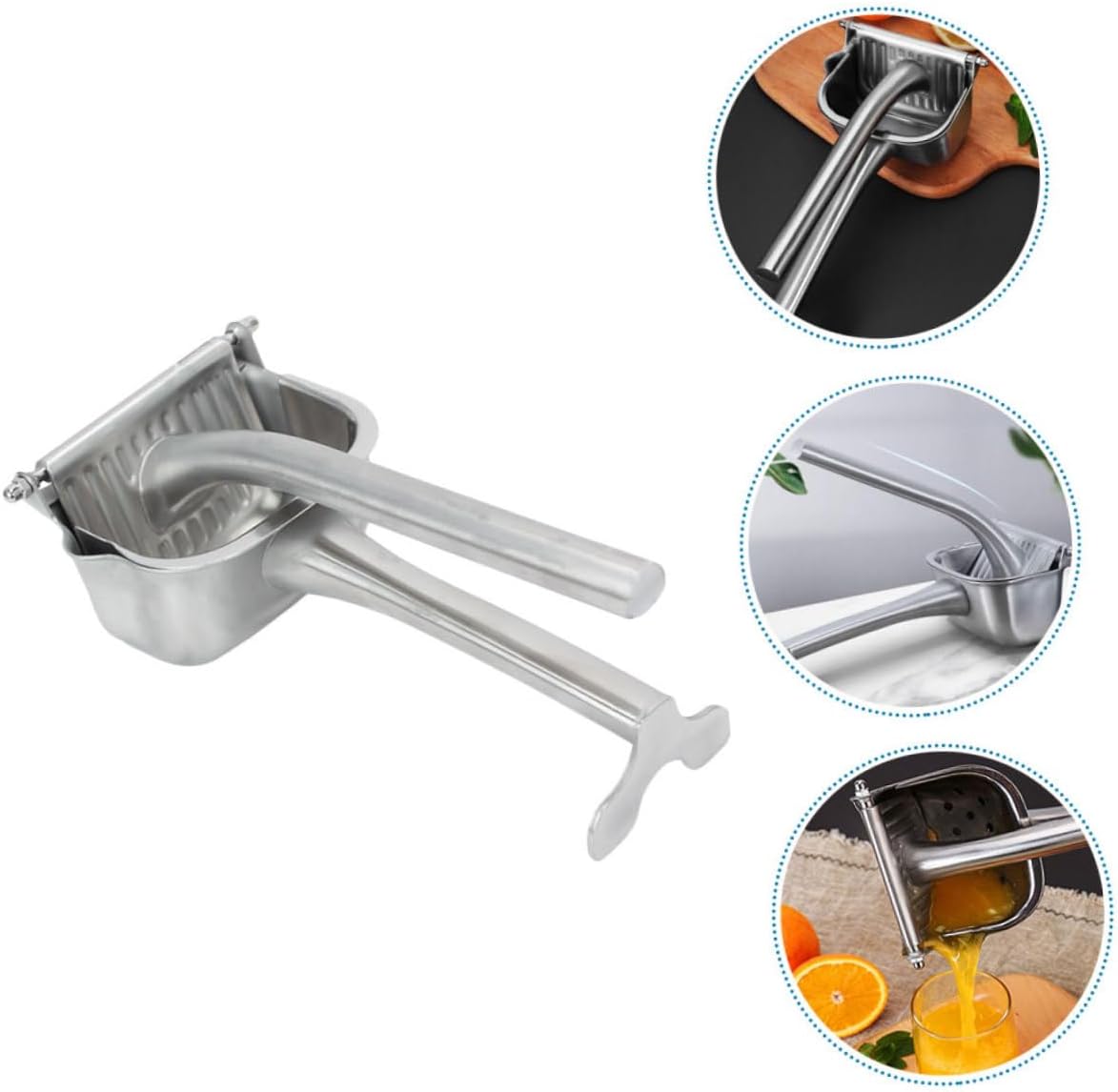304 Stainless Steel Manual Fruit Juicer Hand Press Squeezer for Lemon Orange Watermelon and Mango Random Handle Style Easy to Use Citrus Juicer 1 Piece