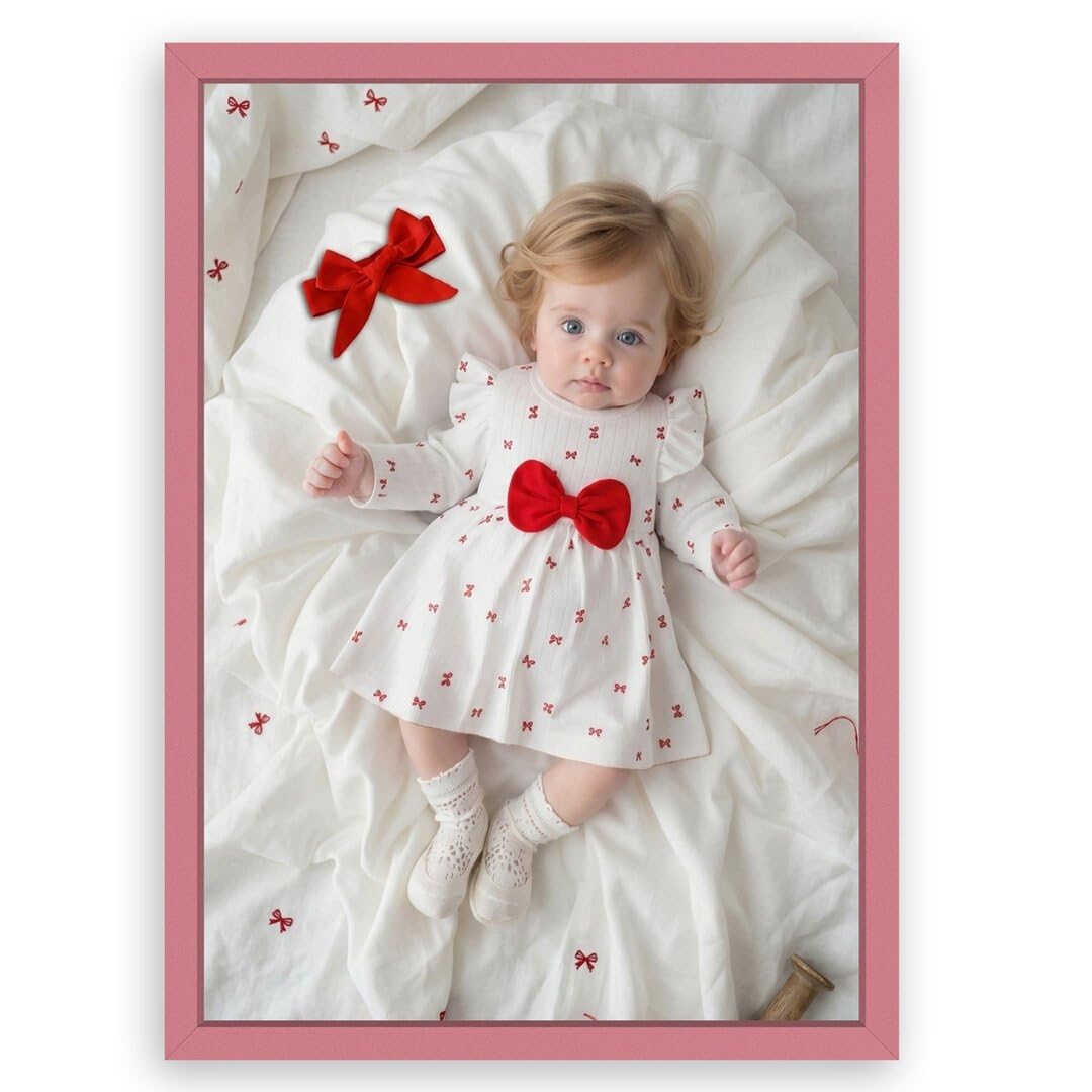 Procut Global Baby Pink 60x40cm Sleek Picture Frame for Nursery, Baby Gift - Photo Frame with Perspex Front, Wall or Tabletop Display - Keepsake for Newborn, Baby Shower & First Photo Memories