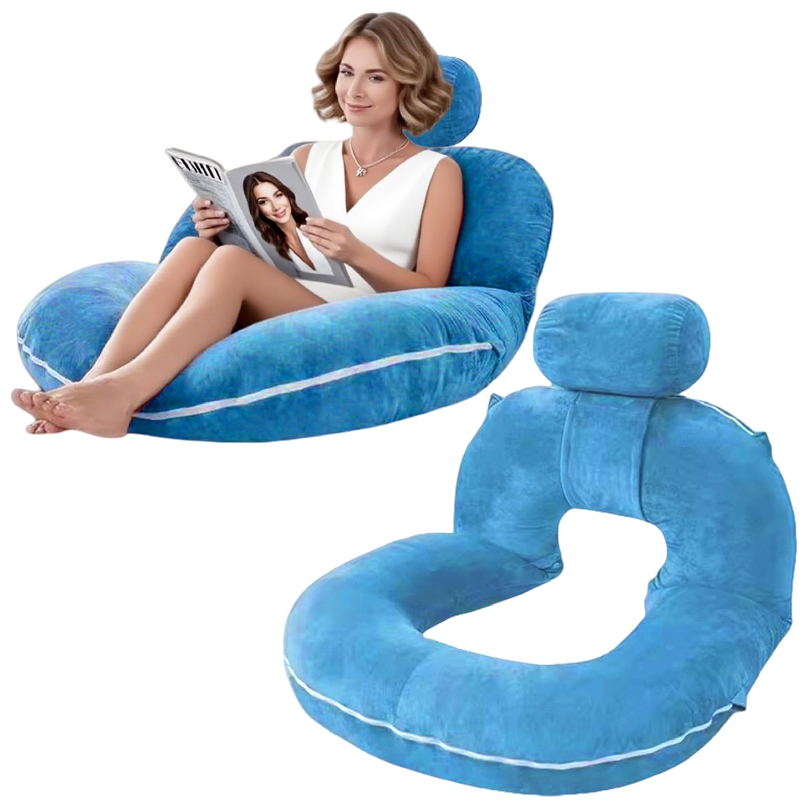 Cojín de Lectura para Cama y sofá,Almohada de Lectura Cama,Grande cojín de Respaldo con Cuello Desmontable, cojin Lectura para Adultos,Almohada de Apoyo para Leer,Relajarse,Descansar