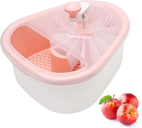 Miniatura 1 de Lavadora de frutas y verduras, limpiador de frutas, lavadora de frutas grande con cepillo, limpiador multifuncional de frutas y verduras (rosa)