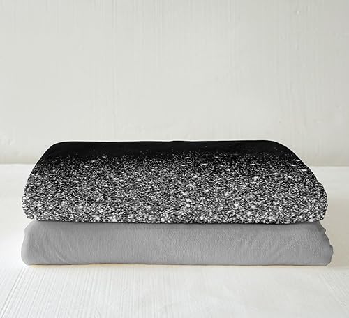 Miniatura 4 de Manfei Manta con purpurina negra y gris para decoración de habitación de niños, niñas, adolescentes, manta moderna de arte abstracto para sofá,