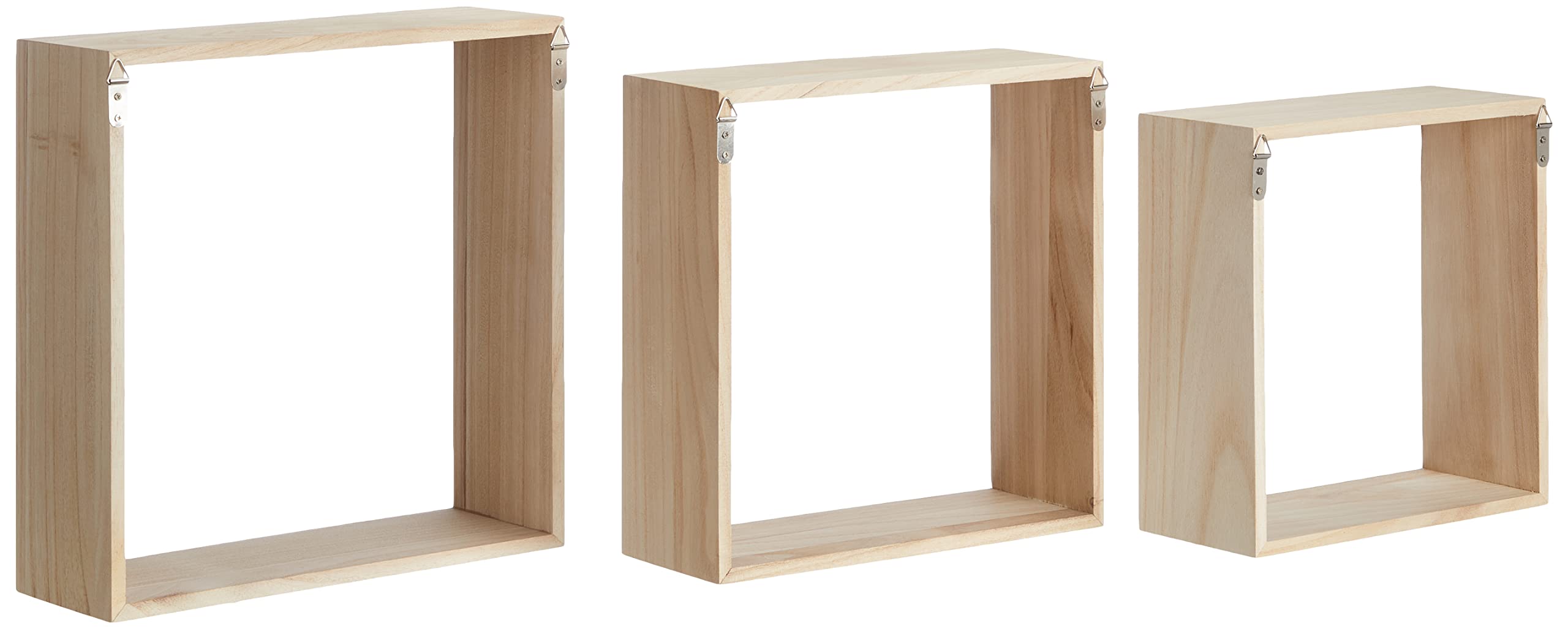 Artemio - Set di 3 mensole quadrate da decorare, legno, beige, 30 x 10 x 30 cm, 14001967