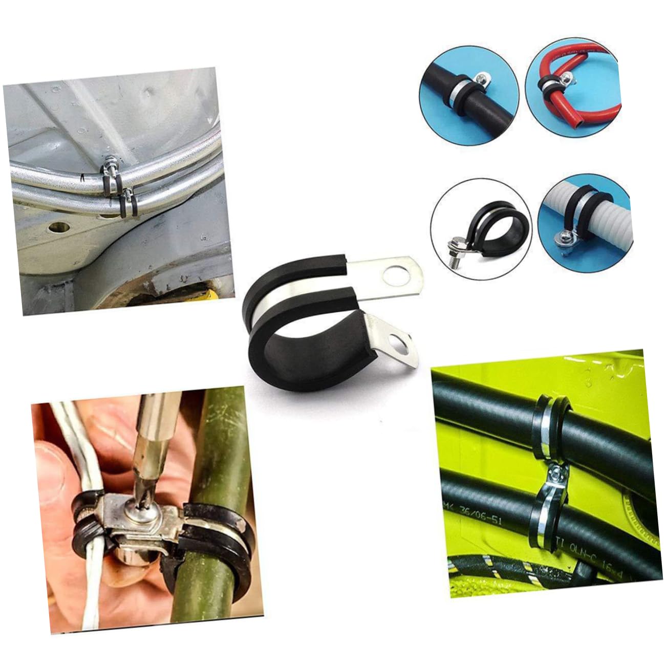 Collier de Serrage en Acier Inoxydable Caoutchouc, 45 Pièces