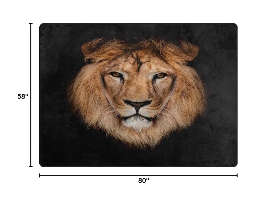 Amazon.com: ALAZA Hipster Lion Head Black Area Rug Rugs for