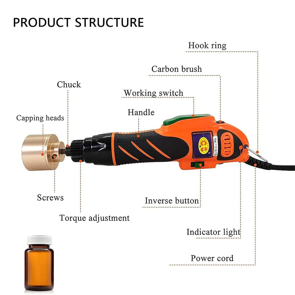 Capsuleuse électrique bouteilles, outil portatif de 100 W avec poignée antidérapante, 30 à 40 capsules par minute, faible niveau sonore, compatible avec les bouteilles en plastique de 10 à 50 mm