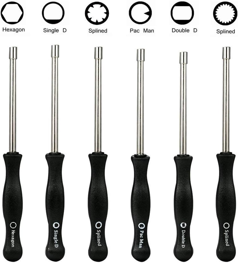 Fundior 2 Cycle Carburetor Adjustment Kit Includes Pac Man/Single D/Double D/Hexagon Hex Socket / 21-Teeth Splined / 7-Teeth Splined Screwdriver(6 PCS)
