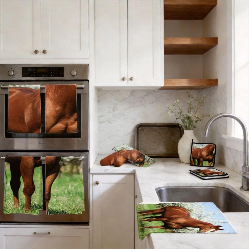 9PCS Bella Brown Horse Cucina Decor e Accessori Set