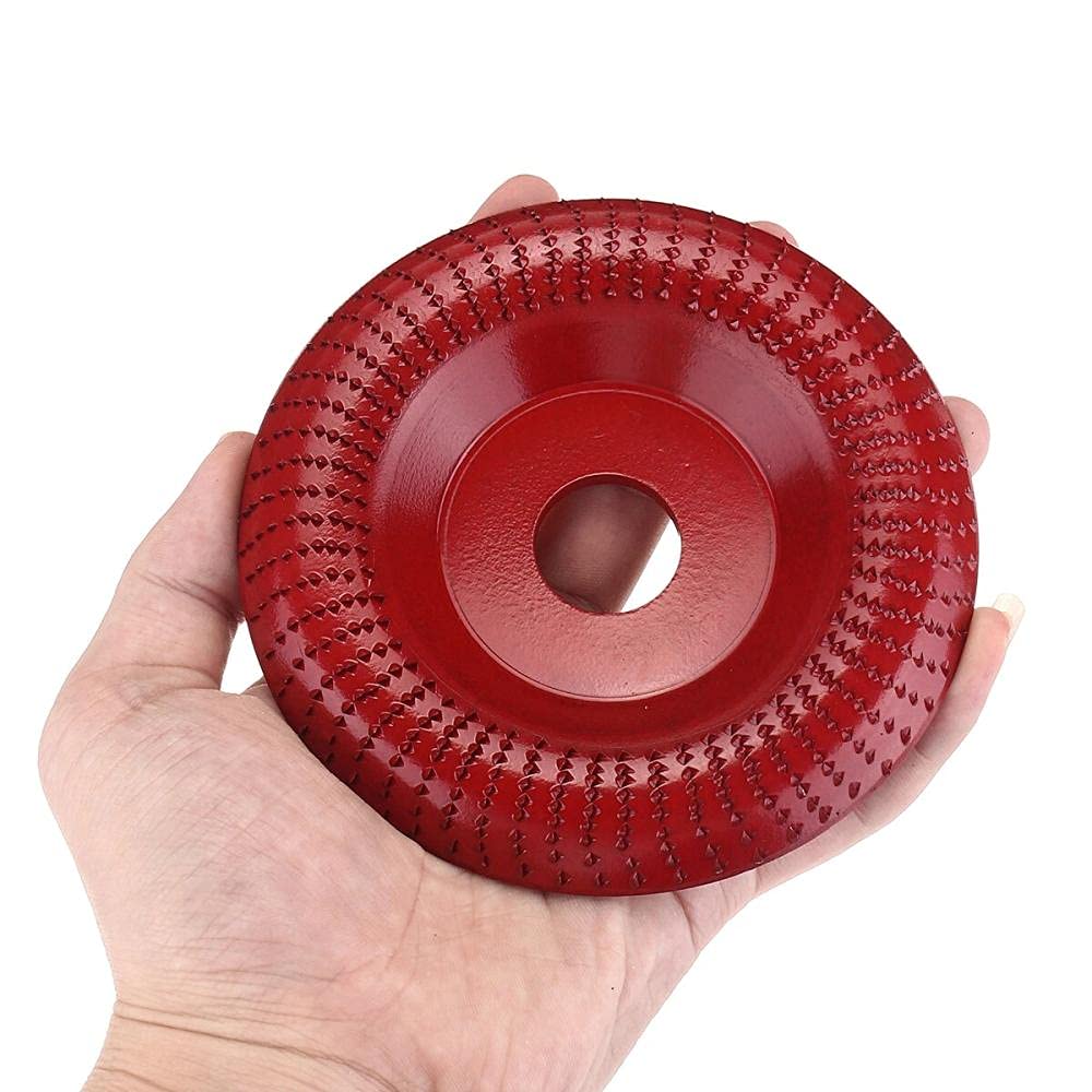 HHRFCS 100 * 22 mm en carbure de tungstène meule d'angle en Bois Disque de Sculpture de ponçage Outil Rotatif Disque abrasif pour meuleuse d'angle-vin Rouge(B)