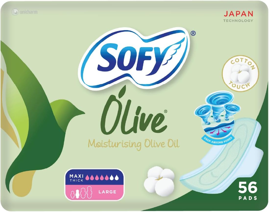 Olive Sanitary Pads With Wings, Slim, Large 29 cm, Pack of 56 Pads