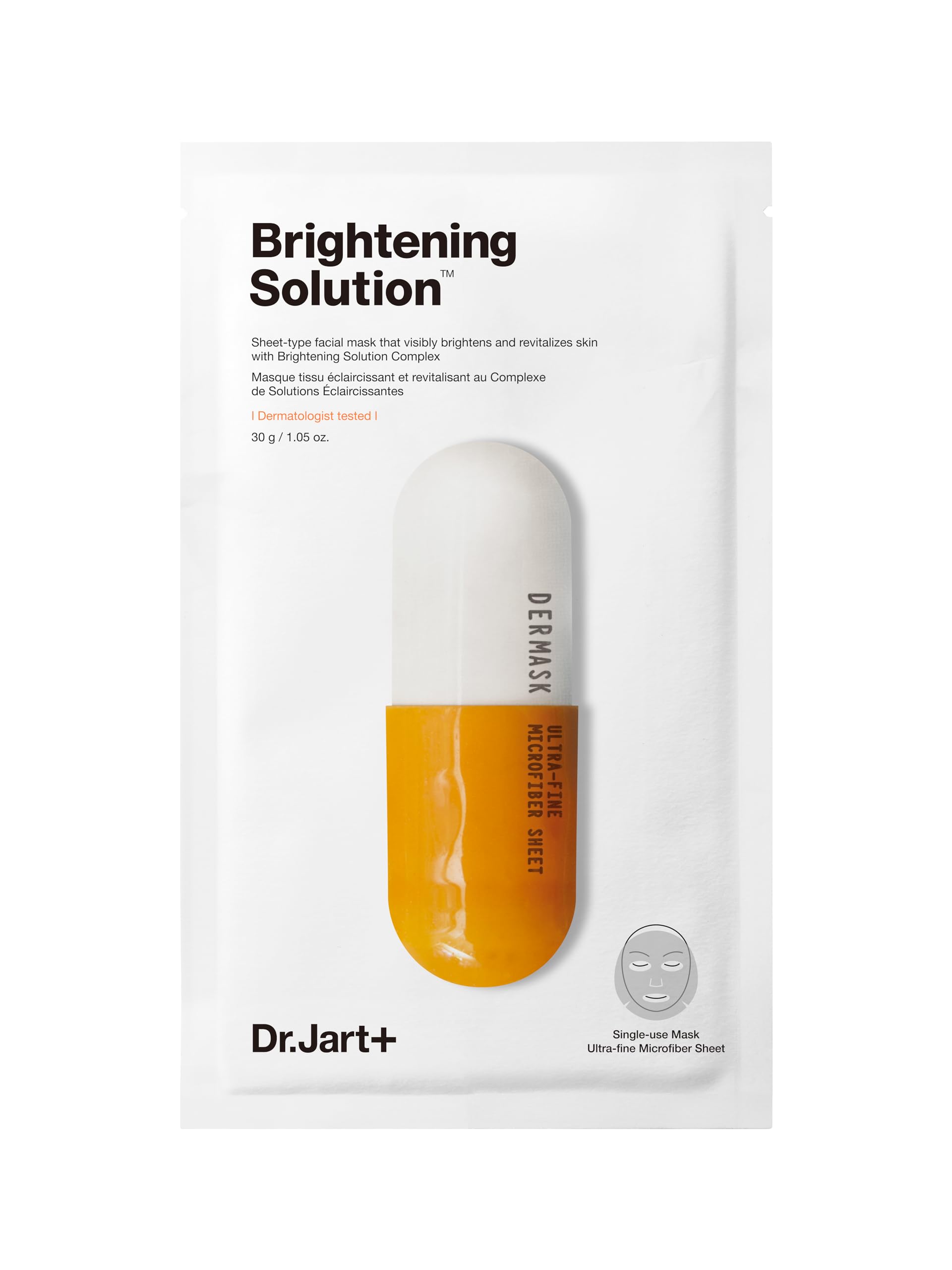 Dr.Jart+ Dermask Micro Jet Brightening Solution Korean Face Mask | Sheet Mask | Korean Skin Care | Travel Size, 1 Pack