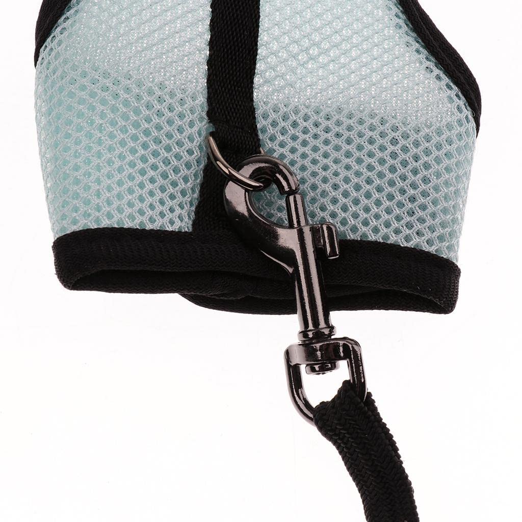 Verstellbares, Atmungsaktives Kaninchengeschirr mit Leine für Kaninchen, Katzen Und Andere Kleintiere, Blau, L