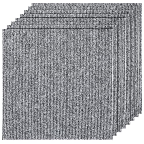 AKOLAFE 36PCS Peel and Stick Carpet Tiles 12”x12” Self Adhesive Carpet Squares for Basement for Concrete Floor Non Skid Tiles Clearance on Indoor Outdoor Squares Commercial Grey