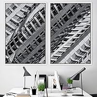 2 Piece Framed Canvas Wall Art Patterned Architecture Canvas Prints Home Artwork Decoration for Living Room,Bedroom - 16