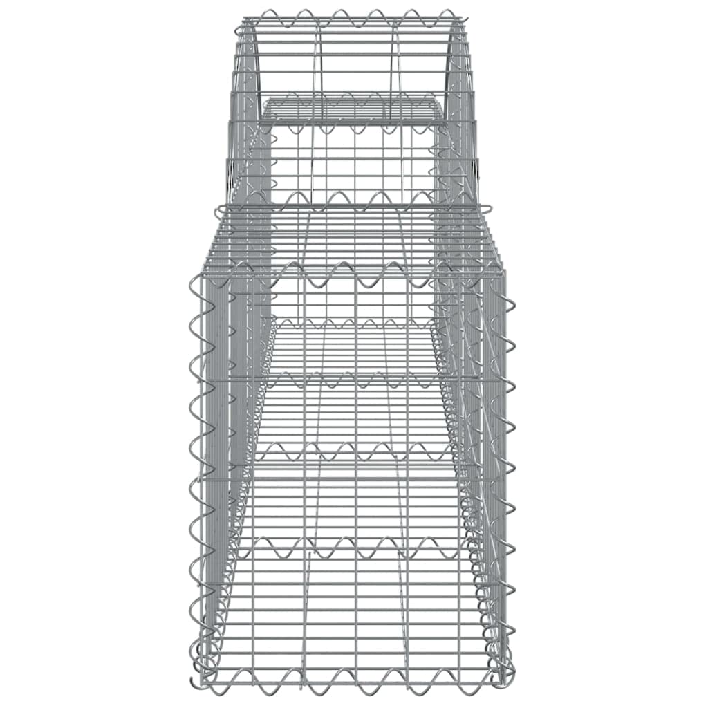 Gaviones con arco alto, 2 unidades, 200 x 30 x 40/60 cm, hierro galvanizado para barreras de jardín y privacidad, cestas de alambre estables como decoración y protección contra el ruido