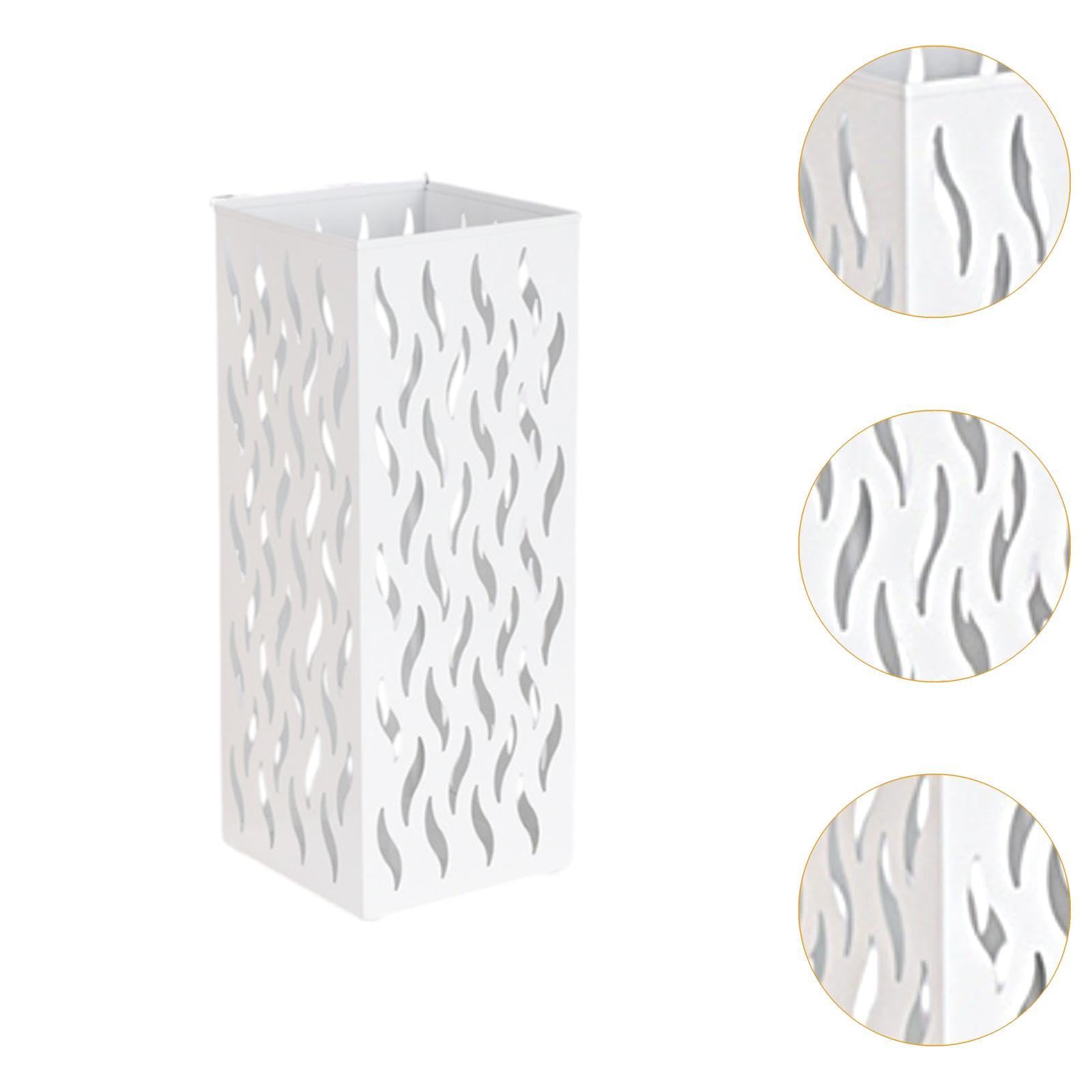 Metal Umbrella Stand Freestanding Umbrella Organizer Non-Slip Decorative Storage Container Dried Flowers Bucket for Courtyard, White