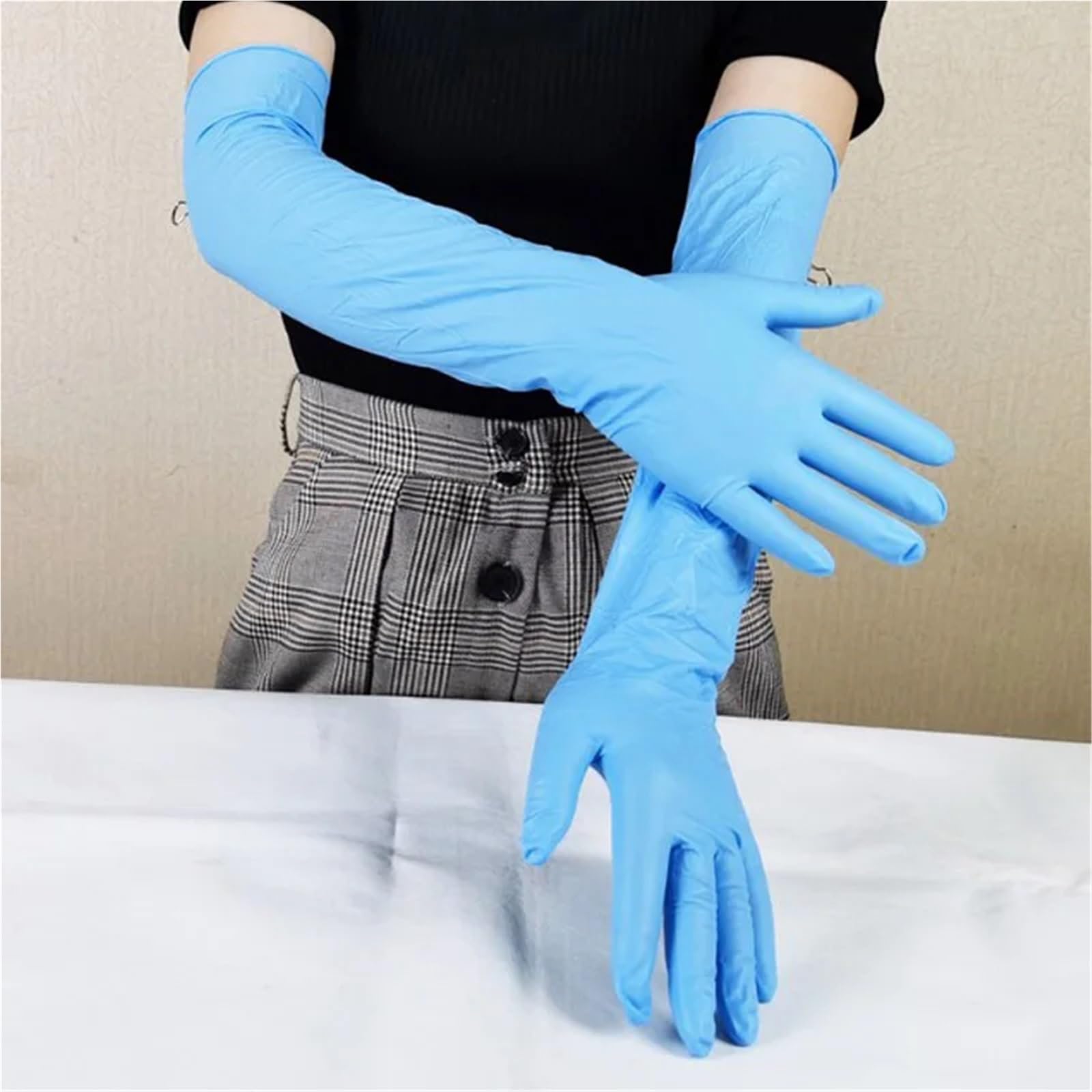 Clean Long Rubber Flexible Waterproof Dishwashi Acid And Alkali Resistant Kitchen No Deformation Tools Nitrile Gloves per cucina, lavaggio stoviglie, bagno(S)