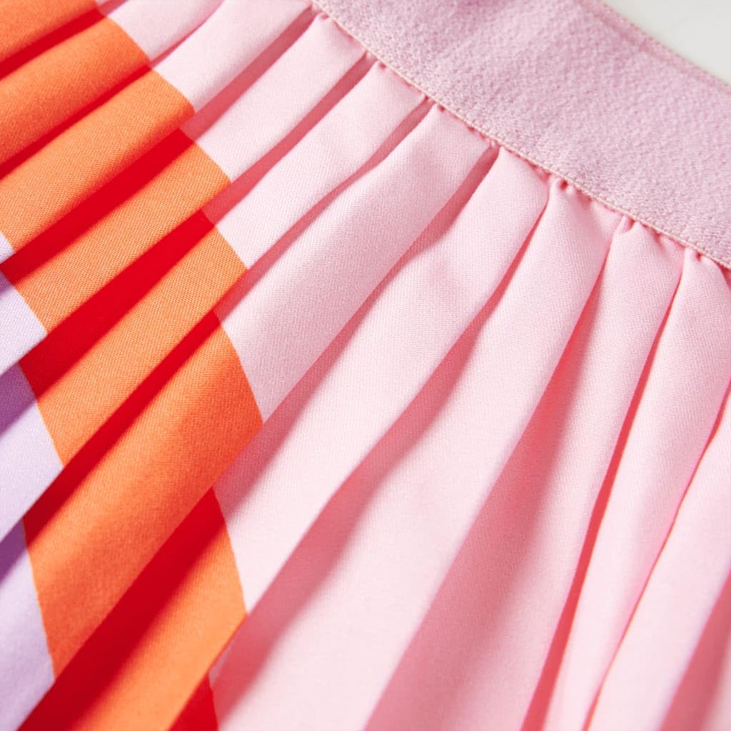 Gonna pieghevole per bambini rosa chiaro, taglia % poliestere, linea ad A, motivo arcobaleno, elastico in vita, pieghe piegate per ragazze